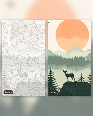 Elk Grove paint by numbers kit, before and after