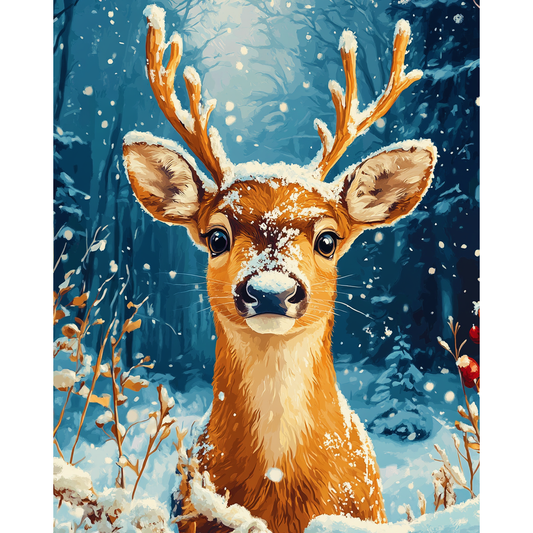 Deer in Snow Premium Collection Canvas Art Kit