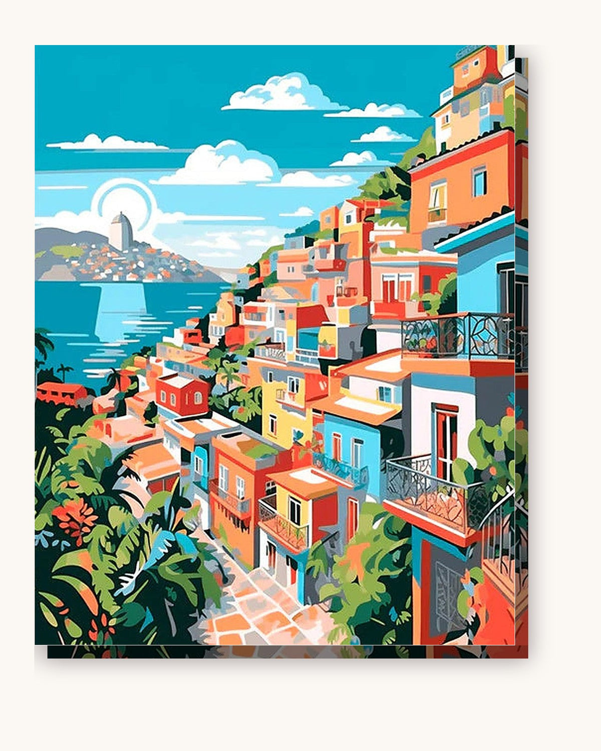 Compact Housing paint by numbers kit on stretched canvas