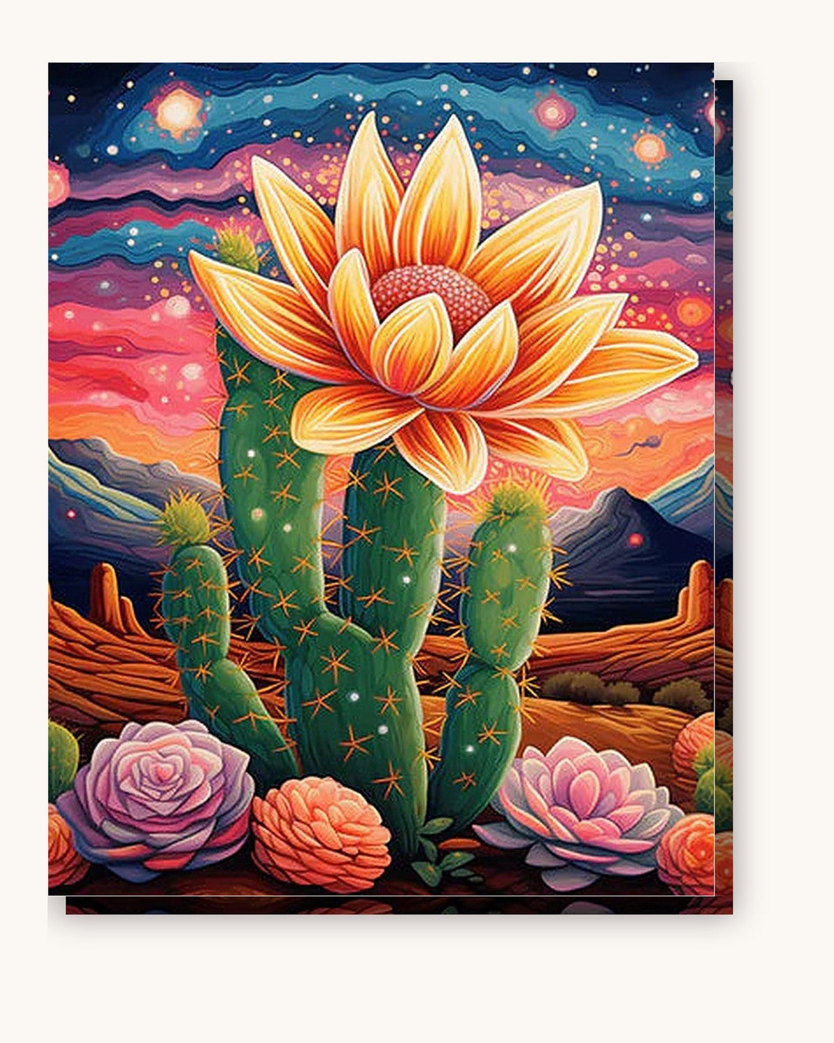 Desert Bloom paint by numbers kit on stretched canvas