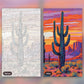 Desert Cactus Sunset paint by numbers kit, before and after