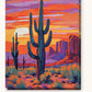 Desert Cactus Sunset paint by numbers kit on stretched canvas