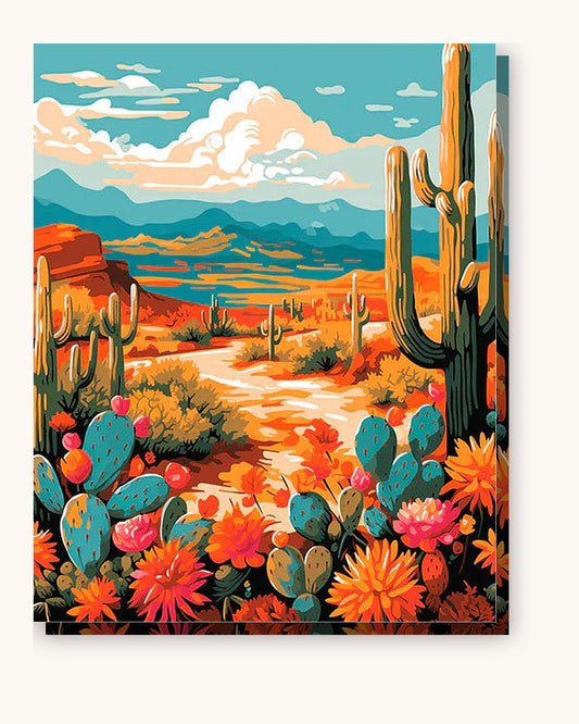 Desert Flora Hues paint by numbers kit on stretched canvas