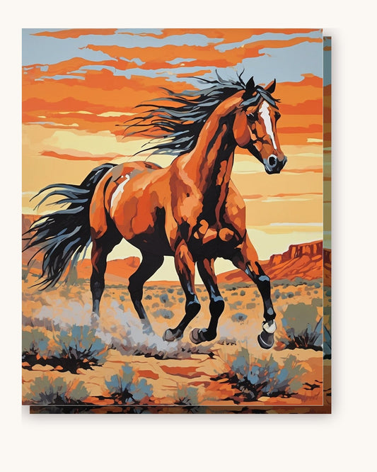 Desert Gallop paint by numbers kit on stretched canvas