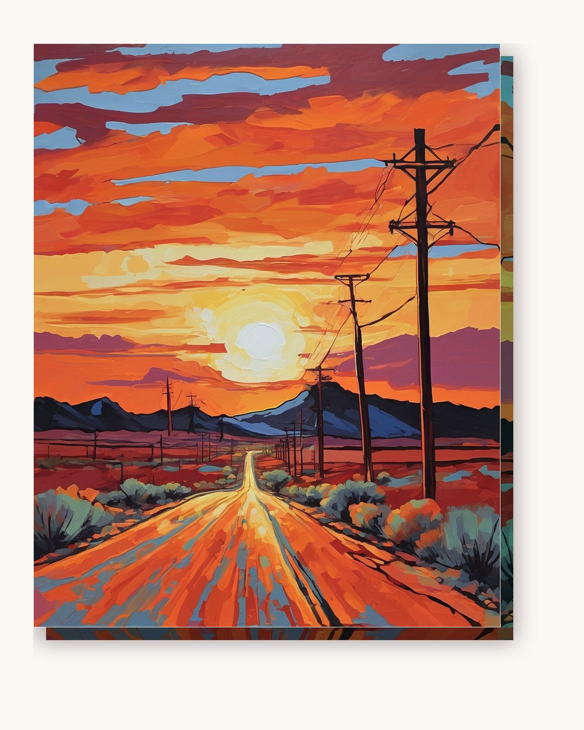 Desert Highway at Sunset paint by numbers kit on stretched canvas