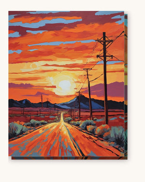 Desert Highway at Sunset paint by numbers kit on stretched canvas