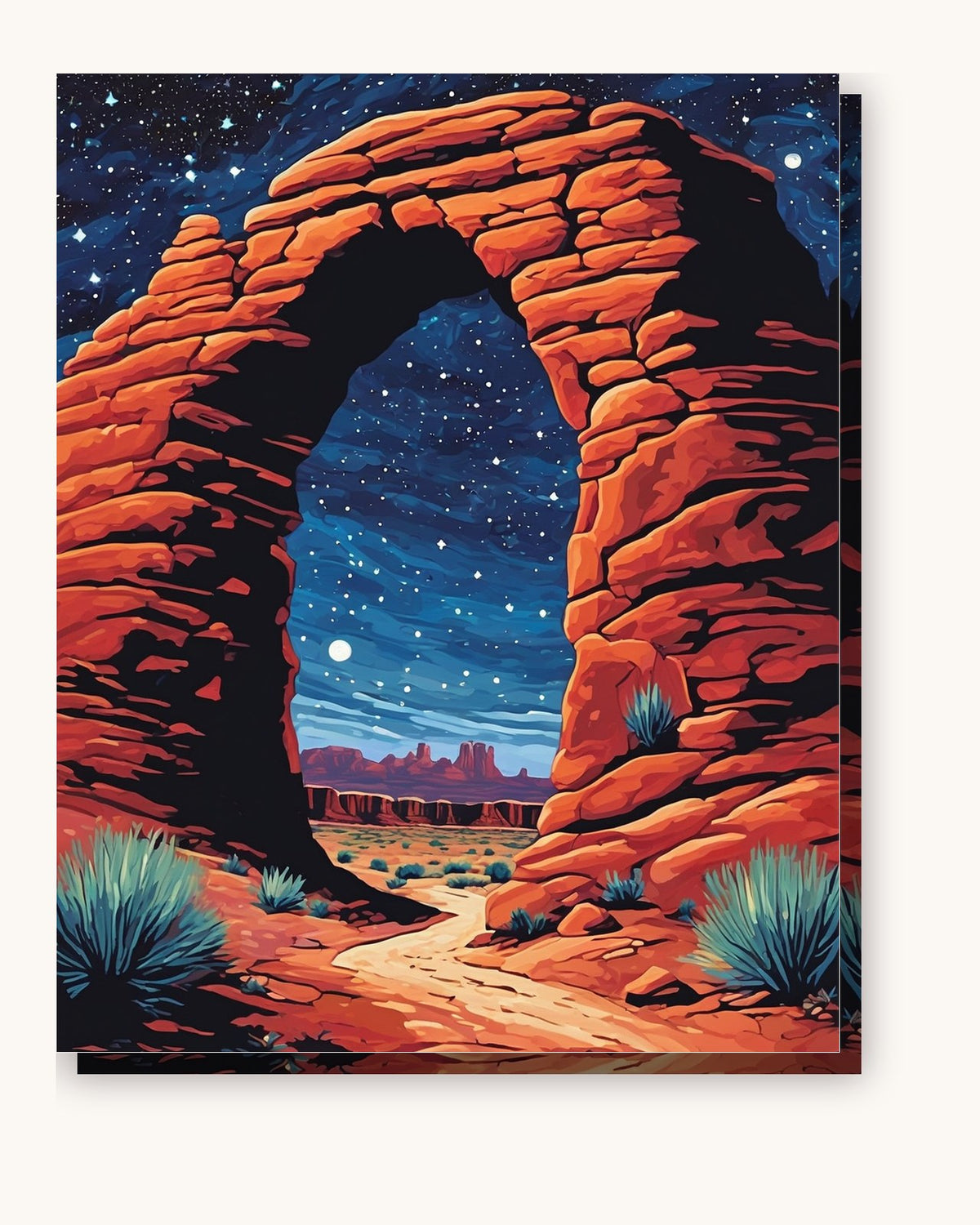 Desert Stone Arch under the Stars paint by numbers kit on stretched canvas