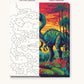 Dinosaur in the Prehistoric Jungle numbered canvas next to the finished painting