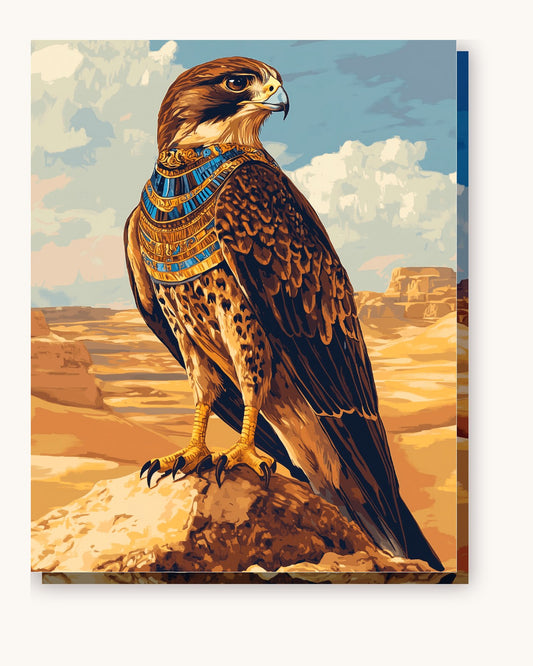 Divine Falcon Horus paint by numbers kit on stretched canvas