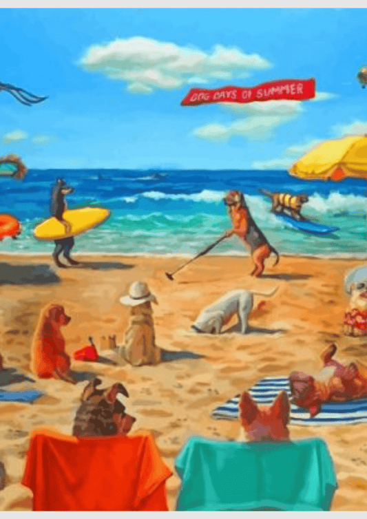 Dogs Walking Around - Premium Paint by Numbers Kit