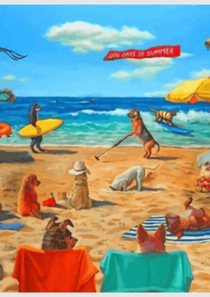 Dogs Walking Around - Premium Paint by Numbers Kit