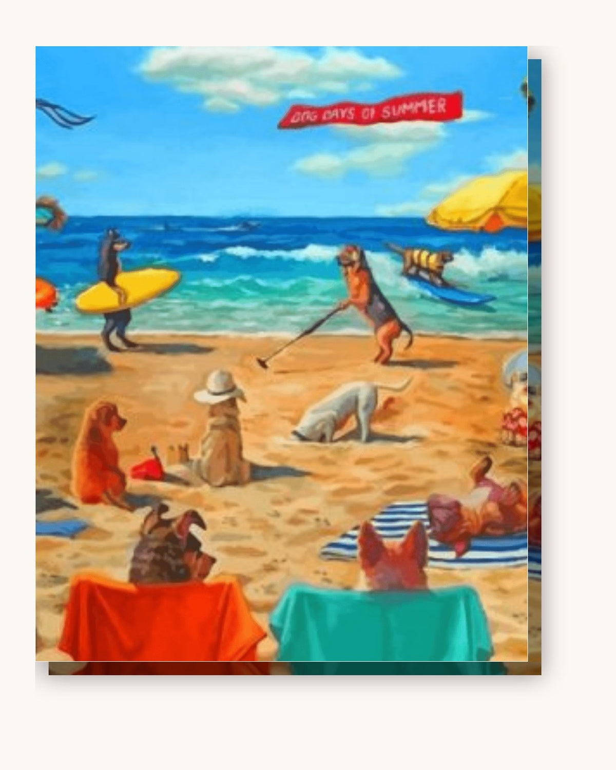 Dogs Walking Around paint by numbers kit on stretched canvas