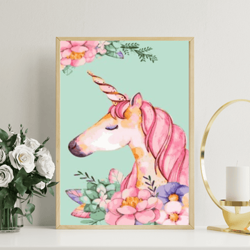 Dreamy Floral Unicorn Paint by Numbers - Close-up Detail