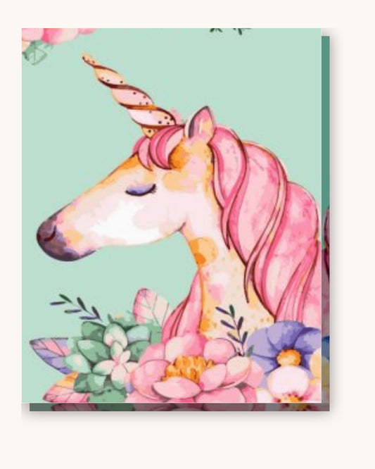 Dreamy Floral Unicorn paint by numbers kit on stretched canvas
