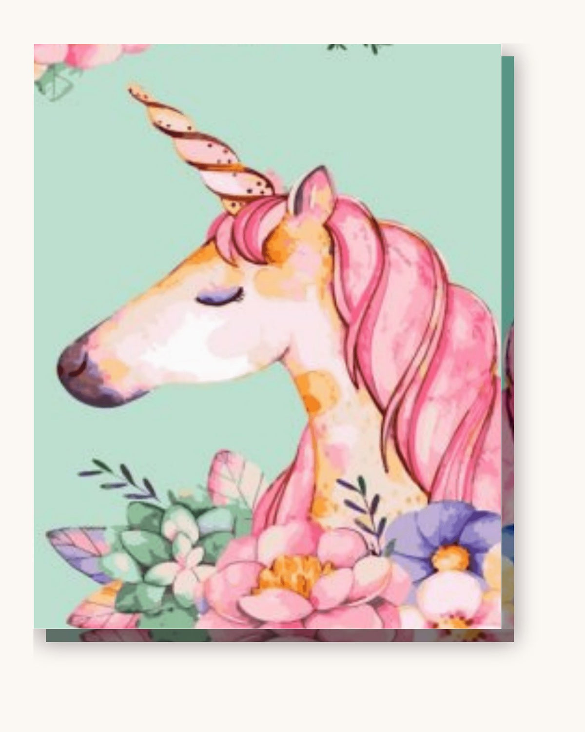 Dreamy Floral Unicorn paint by numbers kit on stretched canvas