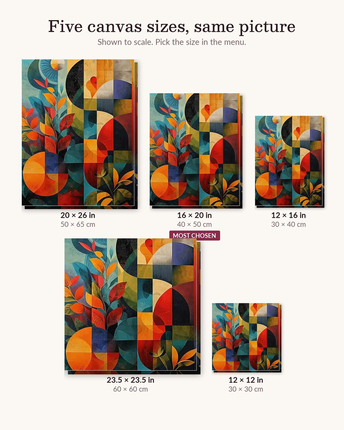 Echoes of Imagination canvas sizes from 12 x 12 to 23.5 x 23.5 inches