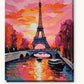 Eiffel Tower at Pink Sunset paint by numbers kit on stretched canvas