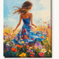 Elegant Lady in Sunlit Bliss paint by numbers kit on stretched canvas