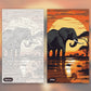 Elephant at Sunset paint by numbers kit, before and after