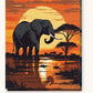Elephant at Sunset paint by numbers kit on stretched canvas