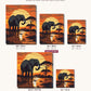 Elephant at Sunset canvas sizes from 12 x 12 to 23.5 x 23.5 inches