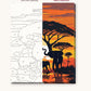Elephants Beneath the Acacia Tree numbered canvas next to the finished painting