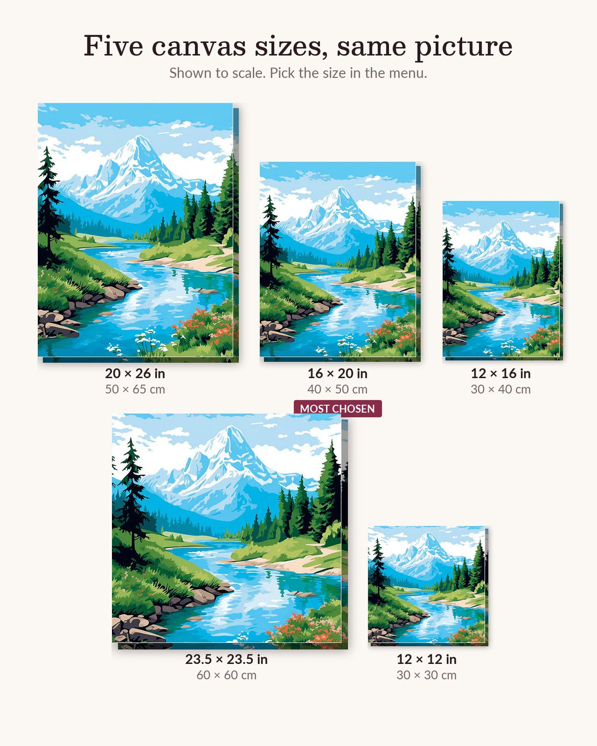 Heavenly Reverie canvas sizes from 12 x 12 to 23.5 x 23.5 inches