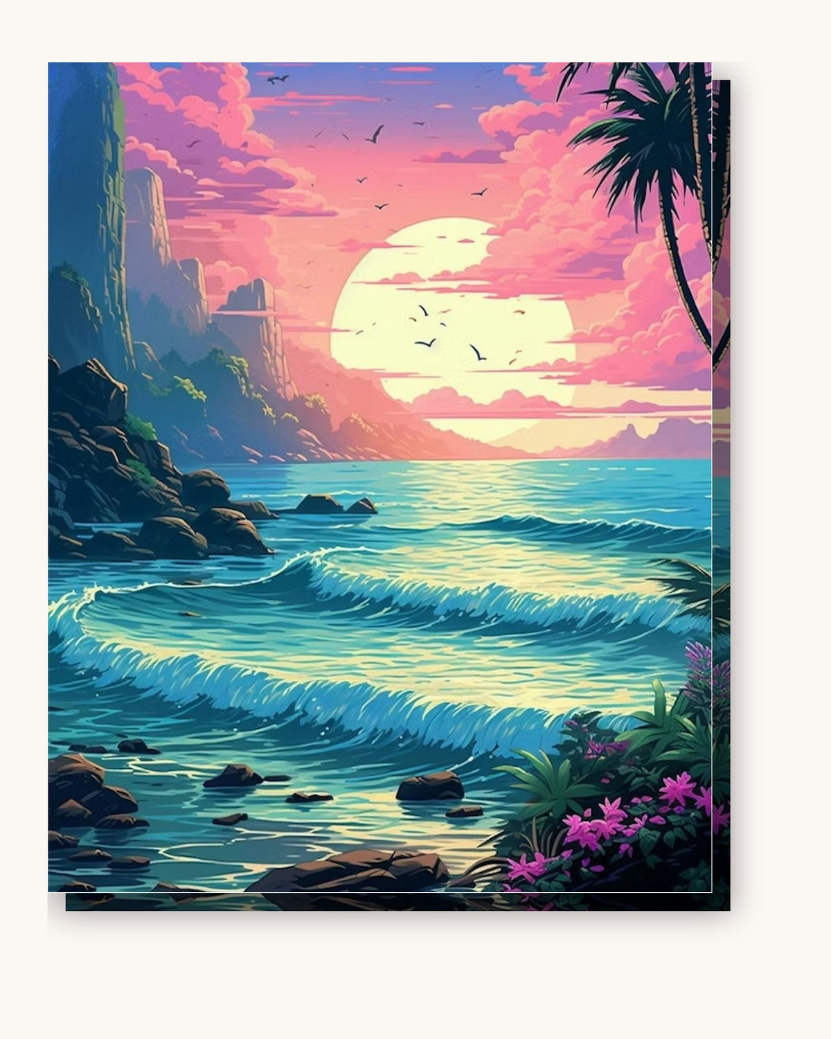 Embrace on the Sea paint by numbers kit on stretched canvas