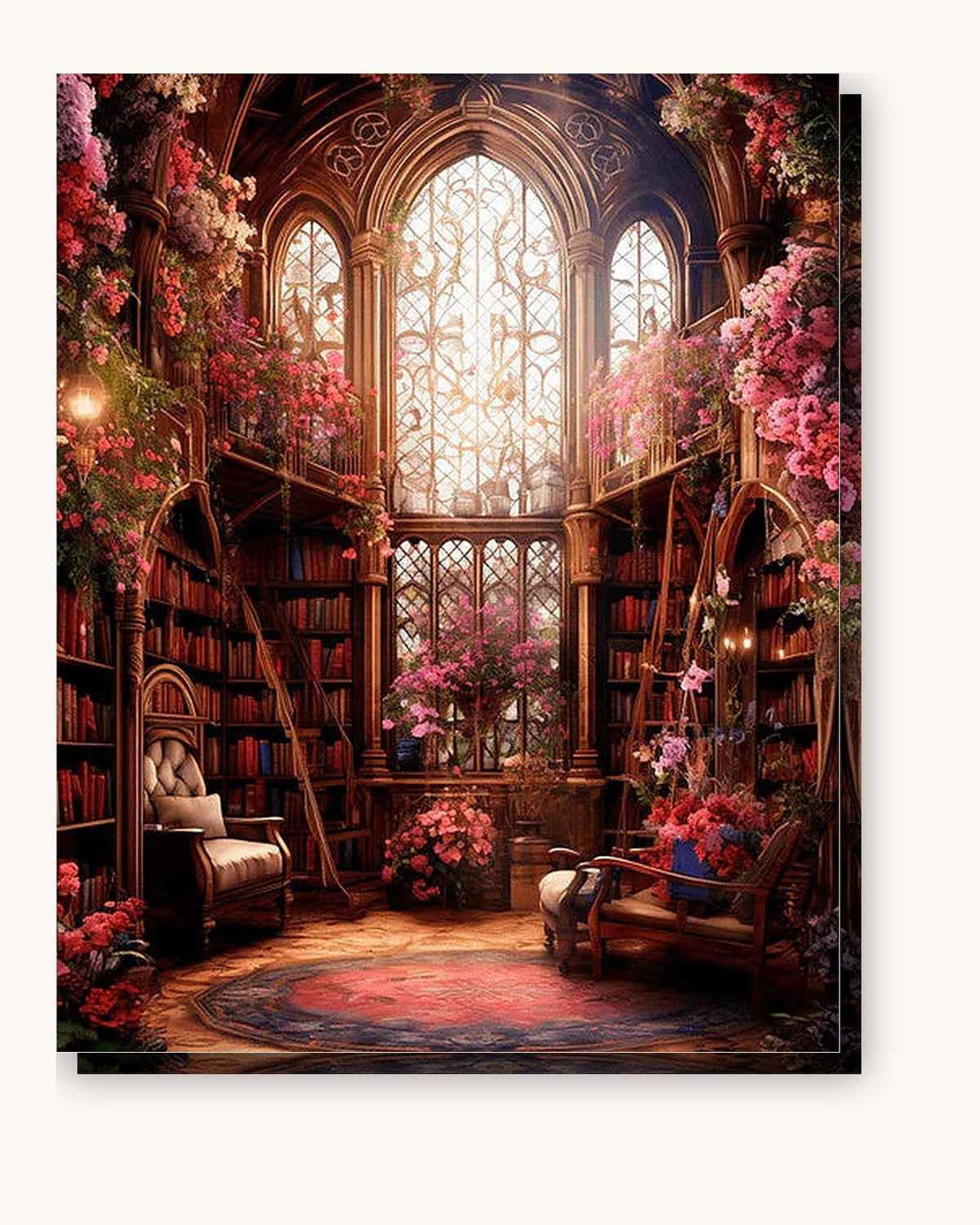 Enchanted Floral Library paint by numbers kit on stretched canvas