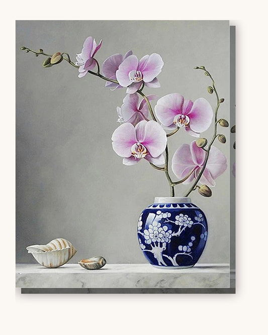 Blush Bloom Vase paint by numbers kit on stretched canvas