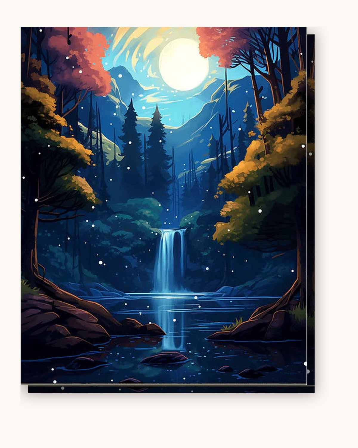 Mystical Cascade paint by numbers kit on stretched canvas