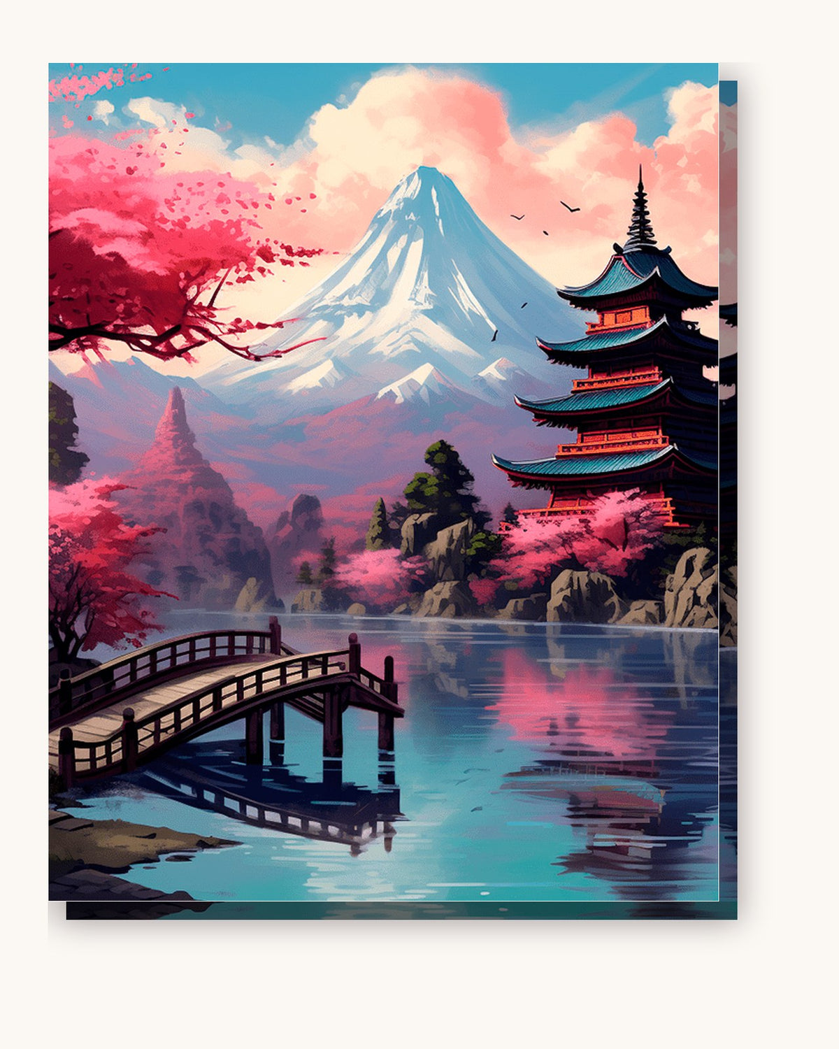 Fuji's Eternity paint by numbers kit on stretched canvas