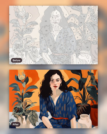 Energetic Outlook paint by numbers kit, before and after