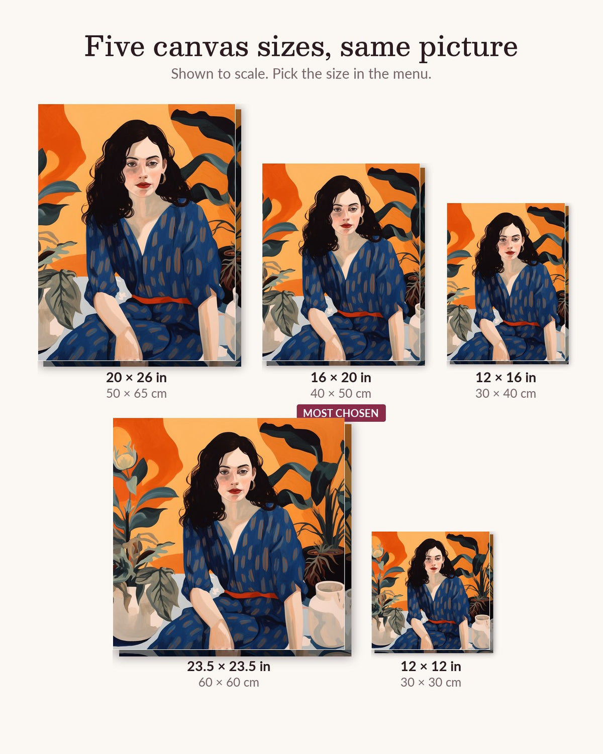 Energetic Outlook canvas sizes from 12 x 12 to 23.5 x 23.5 inches