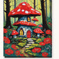 Fairy Mushroom House in the Forest paint by numbers kit on stretched canvas