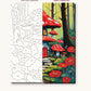 Fairy Mushroom House in the Forest numbered canvas next to the finished painting