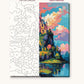 Fairy Tale Castle Above a Waterfall numbered canvas next to the finished painting
