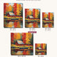 Fall Lake Cabin canvas sizes from 12 x 12 to 23.5 x 23.5 inches