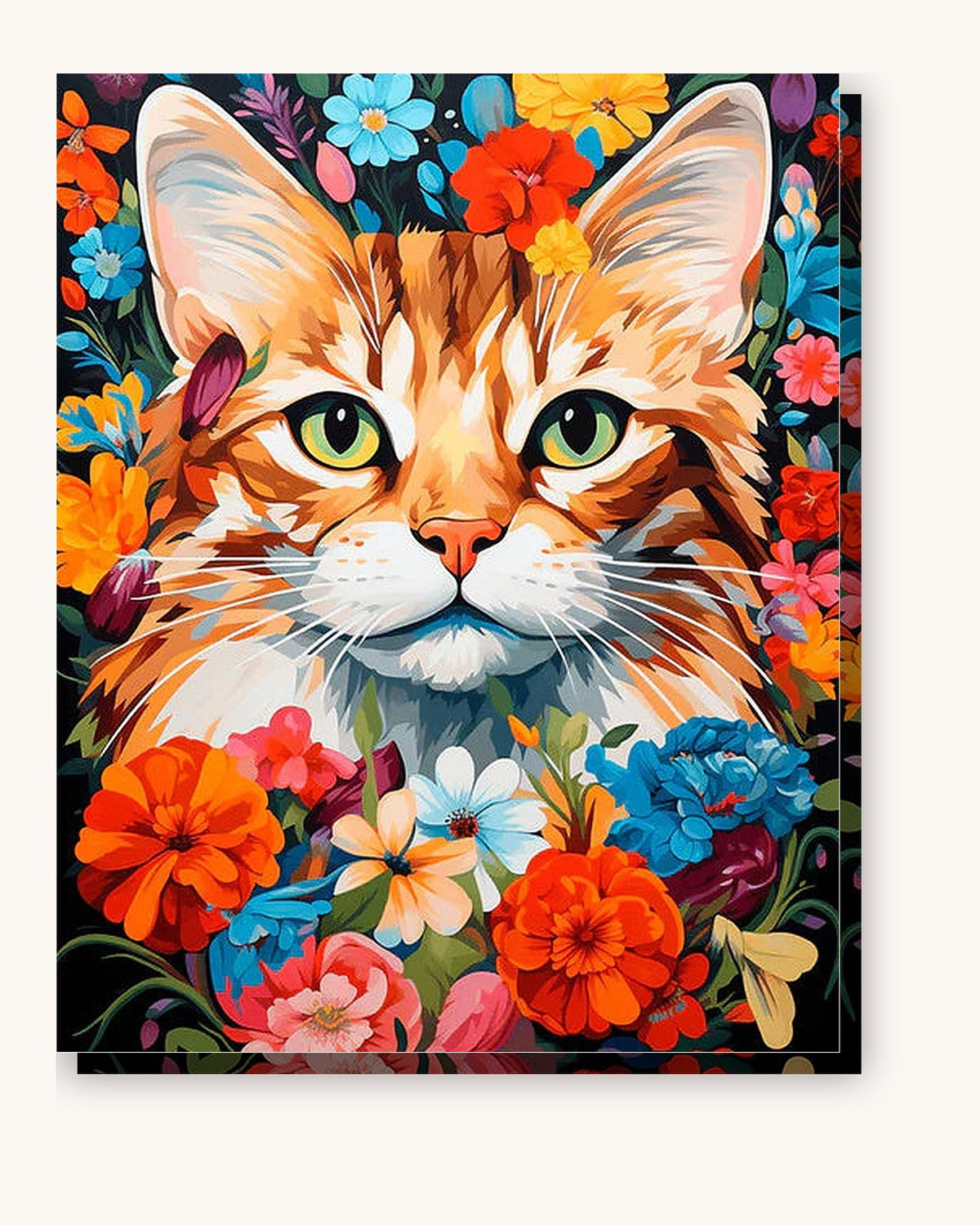 Feline Florals paint by numbers kit on stretched canvas