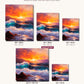 Fiery Ocean Dusk canvas sizes from 12 x 12 to 23.5 x 23.5 inches