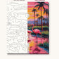 Flamingos in the Lagoon numbered canvas next to the finished painting