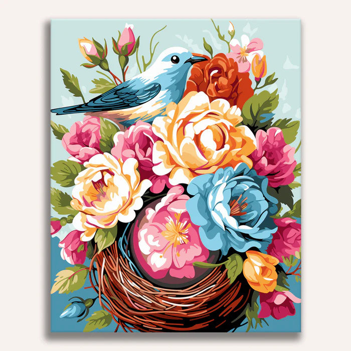 Floral Bird Nest Painting by Numbers Kit