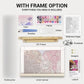 Everything included with the Floral Bird Nest kit and its frame option: linen canvas, paints, brushes, reference card, stickers, hangers and DIY wooden frame