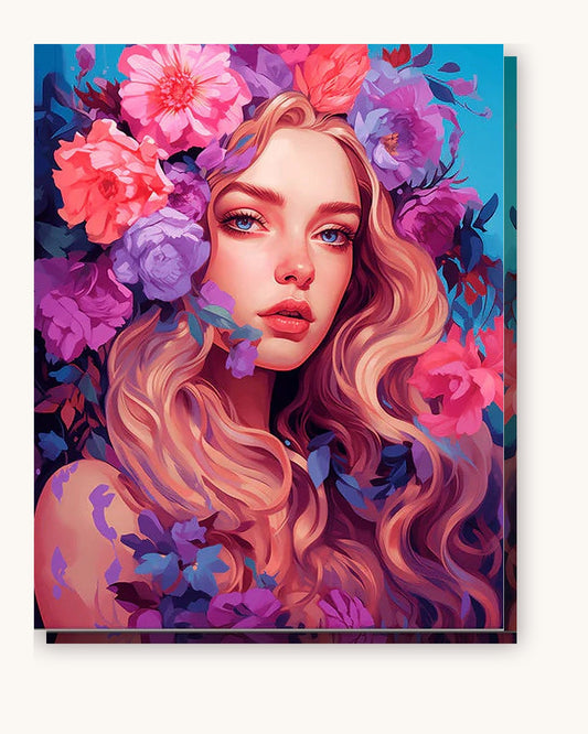 Blossom Explosion paint by numbers kit on stretched canvas