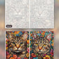 Florals Cat paint by numbers kit, before and after