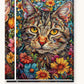 Florals Cat paint by numbers kit on stretched canvas