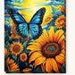 Butterfly Sunflower paint by numbers kit on stretched canvas