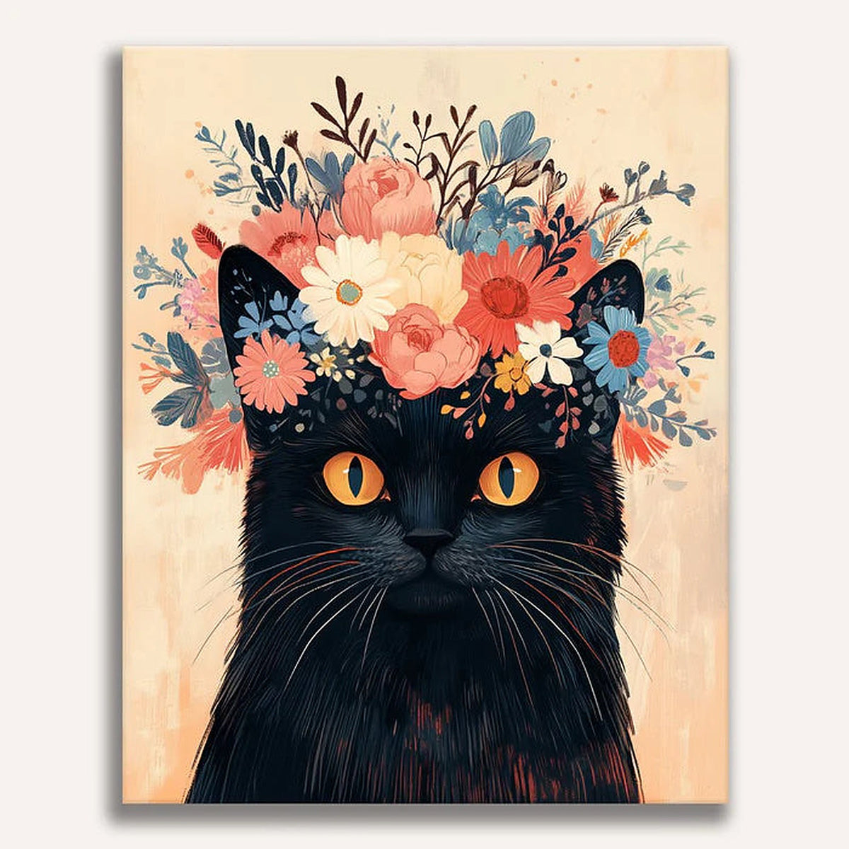 Flower Crowned Cat Painting by Numbers Kit