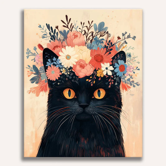 Flower Crowned Cat Painting by Numbers Kit