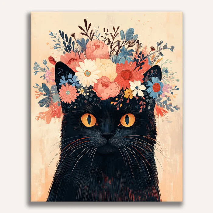 Flower Crowned Cat Painting by Numbers Kit
